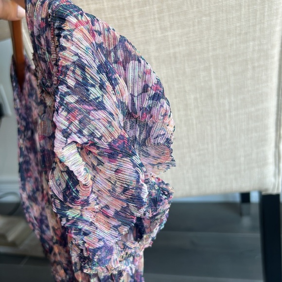 HOUSE OF HARLOW 1960 Faux Wrap Short Sleeve Shimmer Crop Top Size S - Picture 7 of 10